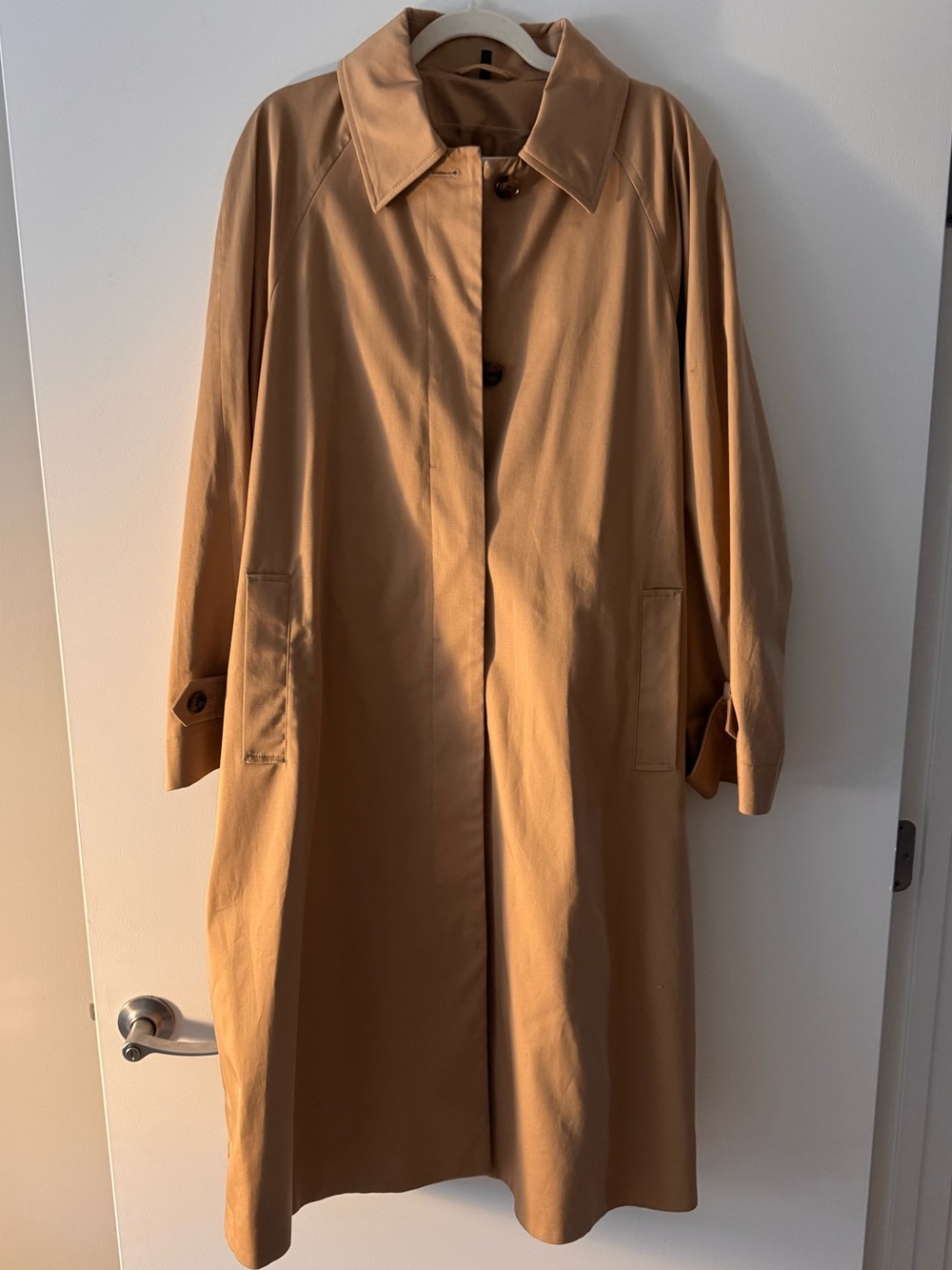COS Camel Long Belted Trench Coat Size 10 | Made in Romania | Classic Minimalist